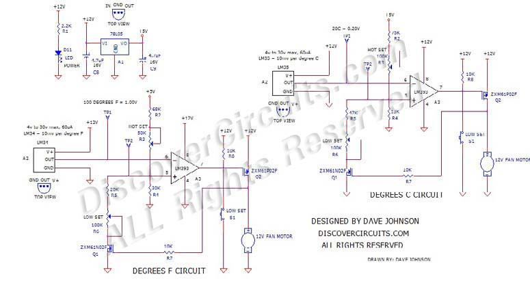 12V Cooling Fan Thermostat circuit designed