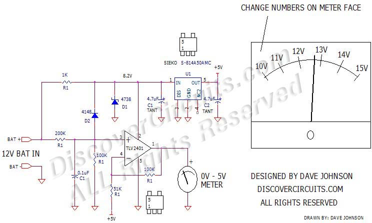 Battery Expanded Voltage Monitor designed

 by Dave Johnson (10/16/2005)
