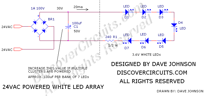 24VAC Powered Whilte LED Array designed by Dave Johnson