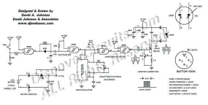 Circuit 40KHz Laser Burst Transmitter designed by Dave Johnson, P.E.