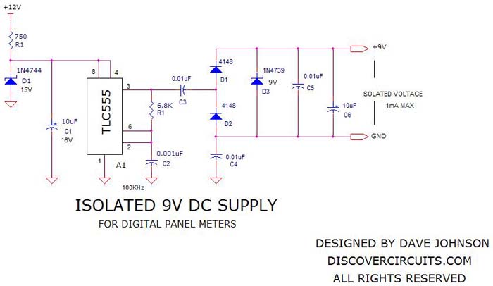 schematic-isolated power supply for digital panel meters, Sept 13, 2008