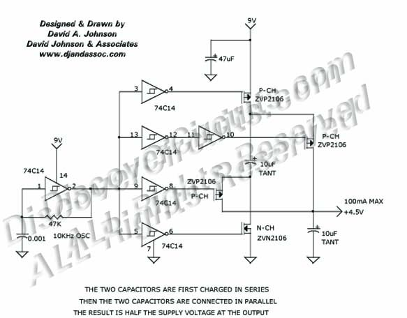 
charge Pump voltage divider , Circuit designed by David A. Johnson, P.E. (July 8, 2000)