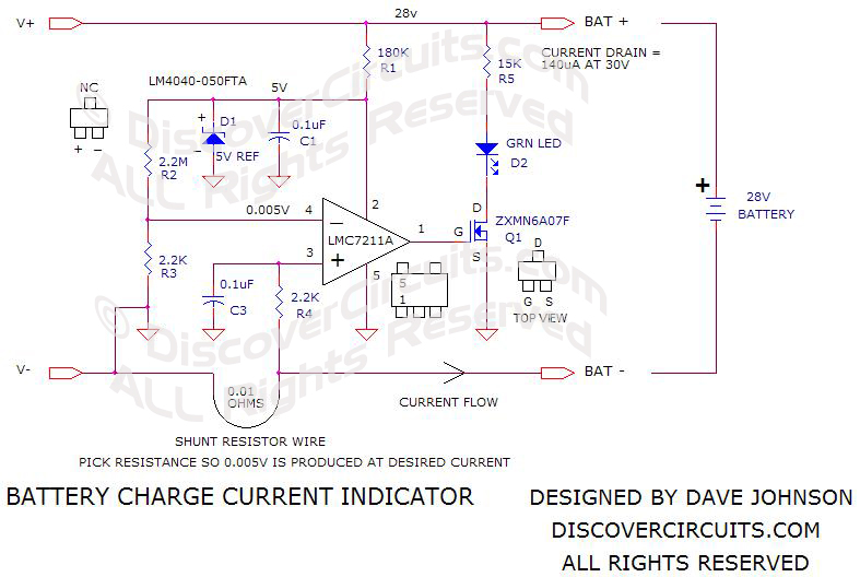 Battery Charger Indicator Circuit designed by David Johnson