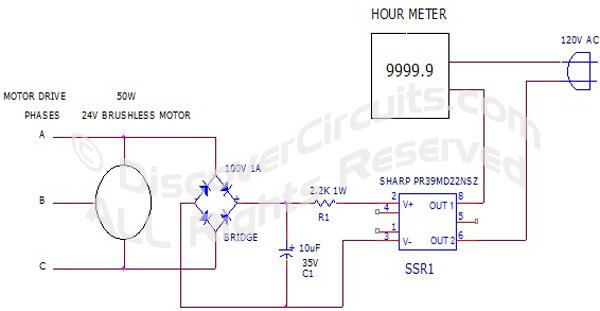 DC Brushless Motor Monitor designed

 by David Johnson, P.E., June 26, 2011