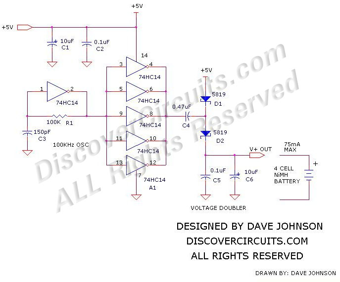 +5v Powered Charge Pump Battery Charger designed

 by Dave Johnson, P.E.