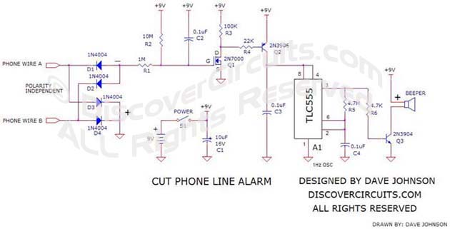 Cut Line Phone Alarm circuit