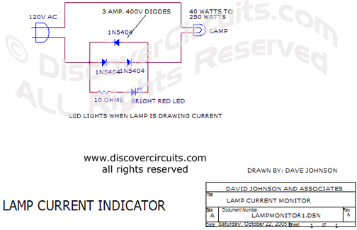 Circuit Lamp Current Indicator Circuit designed by David Johnson, P.E. (Oct 22, 2005)