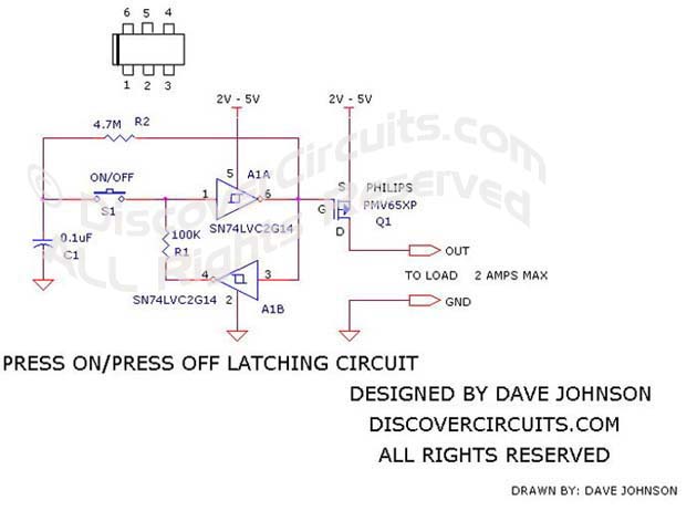 Latch Circuit #6, designed

 by David A. Johnson, January 9, 2010