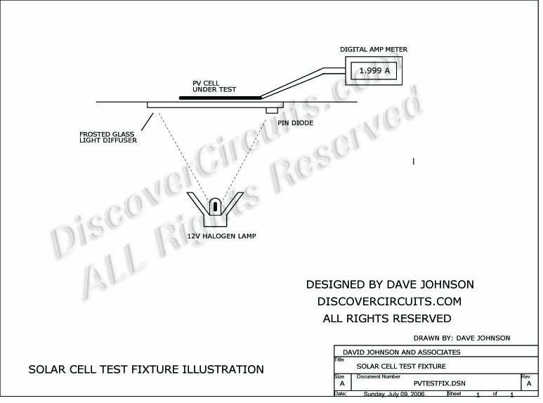 Circuit Solar Cell Test Fixture designed by David Johnson, P.E. (June 30, 2006)