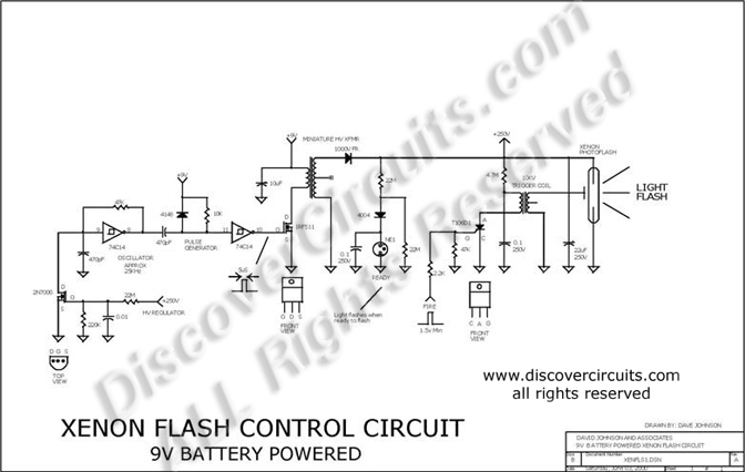 Circuit Xenon Flash Control Circuit designed by Dave Johnson, P.E.