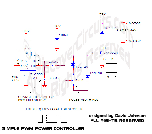 PWM Circuit for Motor Speed Control by David A. Johnson, P.E.  (9/25/2005