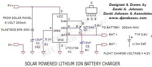
Circuit Solar Powered Lithium Ion Battery Charger designed

 by David Johnson, May 15, 2007