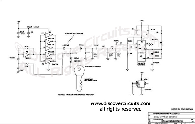 Circuit 125KHz Wireless Smart Key Detector Circuits designed by David A. Johnson, P.E.