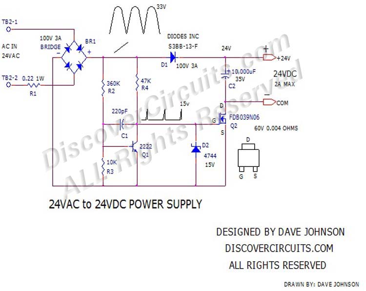 24VAC to 24VDC Power Supply designed
 by David Johnson