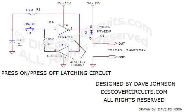 latch on/off circuit schematic