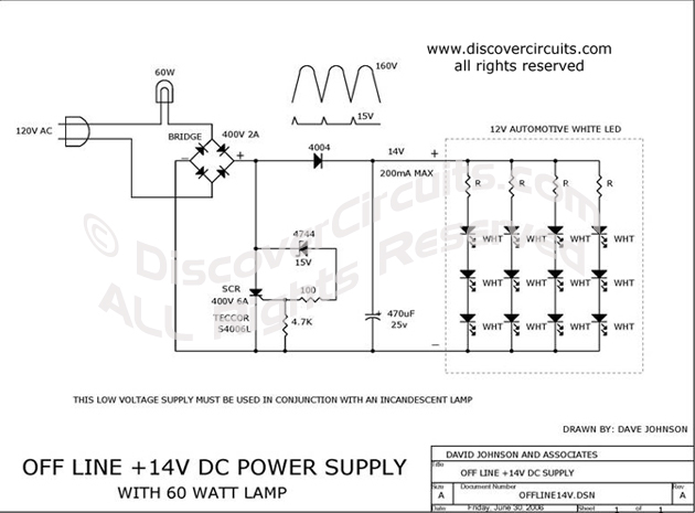 Off-Line +14 V DC Power Supply Circuit, David Johnson, Jun 30, 2006