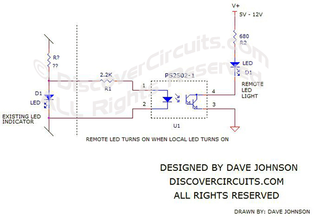 Circuit Remote LED Indicator Light Schematic by David Johnson